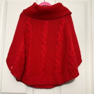 Toddler Girl 3T Red Poncho Sweater